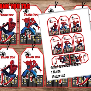 Spiderman Thank You Tag, Spiderman Birthday, Spiderman Gift Tag, Spiderman Birthday Party, Spiderman Party Favor, Spiderman Superhero