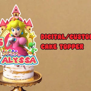 Mario Cake Topper, Mario Birthday Cake Topper, Princess Peach Birthday Party, Princess Peach Birthday, Princess Peach Cake, Super Mario,