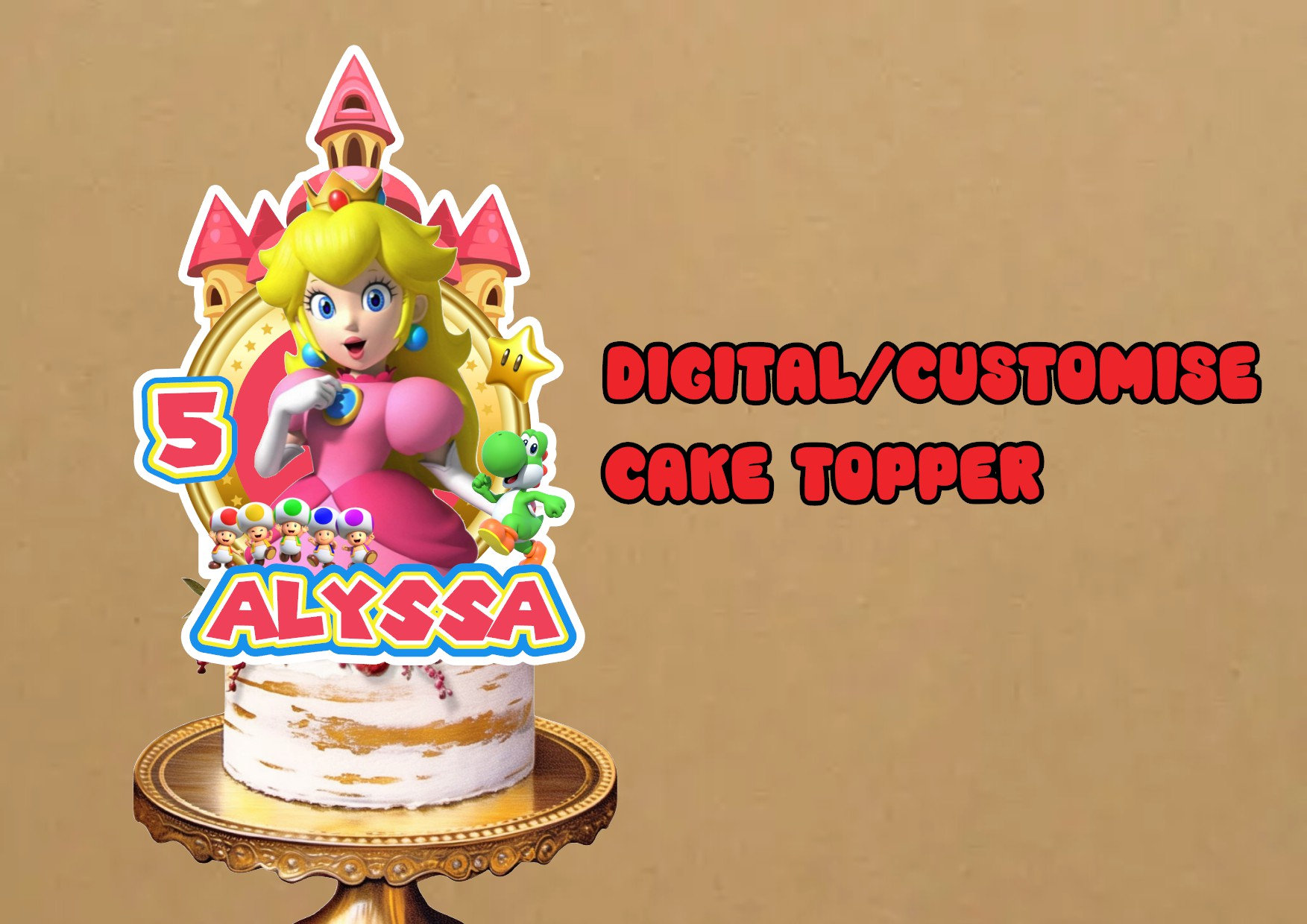 Super Cake Topper Mario Kart Princesa Peach Kong cifras de juguete Set de 6  suministros para fiestas de cumpleaños de dibujos animados Figura