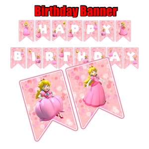 Princess Peach Birthday Banner,  Princess Peach Birthday Party, Princess Peach Birthday, Princess Peach Party, Princess Peach Banner,