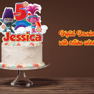 Trolls Party, Trolls Cake Topper, Trolls Birthday Party, Trolls PNG, Birthday Invitation, Birthday Party, Girls Birthday, Digital Download