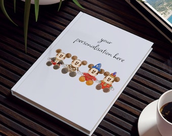 Cuaderno personalizado de Mickey Mouse, diario de Mickey a través de los años, cuaderno Disney con nombre personalizado, cuaderno de tapa dura, regalo Disney