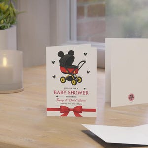 Tarjetas de felicitación para baby shower con temática de Mickey Mouse, invitaciones, anuncios de bebé, artículos para fiestas, tarjetas personalizables (1-50 unidades)