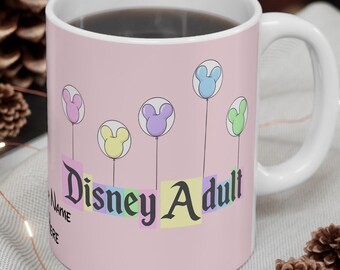 Taza Disney para adultos / Globo rosa de Mickey con nombre personalizado