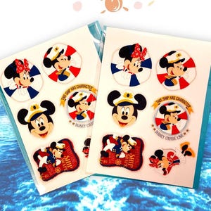 Pegatinas de Disney Cruise, juego de seis pegatinas de vinilo brillante de Mickey y Minnie