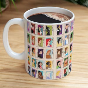 Disney Stamp Character Inspired Ceramic Mug, Cute Vintage Style Coffee Cup, Gift for Disney Fan, Collector&#39;s Item, Retro Kitchen Decor,