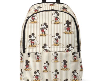 Vintage Mickey Mouse Backpack: Nylon Canvas Retro Rucksack