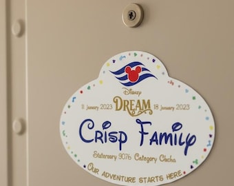 Personalised Disney Cruise Door Magnet Cast Member Badge, Cabin Door Decor, Stateroom Magnet, Disney Cruise Gift, Custom Family Sign