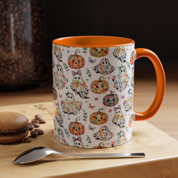 Cute Halloween Ghosts Coffee Mug, Fall Decor, Gift for Halloween Lovers, Spooky Mug, Autumn Coffee Cup