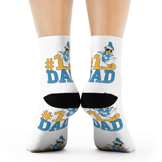 Crew Socks Donald Duck Number 1 Dad Funny Cute Gift Fathers Day Grandad Birthday Donald Duck Crew Socks Funny Dad Gift, Cute Grandad Present