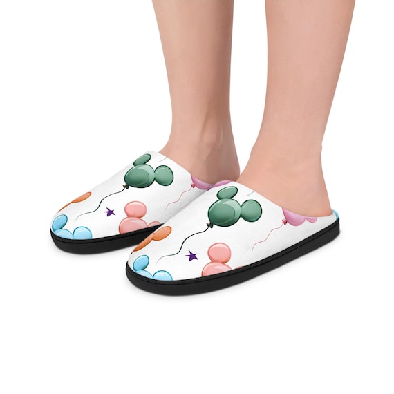 Colorful Disney Park Balloons Indoor Slippers, Cozy House Shoes, Fun Gift for Women, Birthday Celebration Footwear, Comfy Slippers for Home