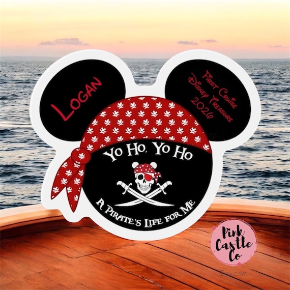 Mickey Mouse Pirate Die-Cut Magnet - Disney Cruise Family Keepsake & Vacation Souvenir, Fun Travel Decor - Personalized Ship Magnet, Disney