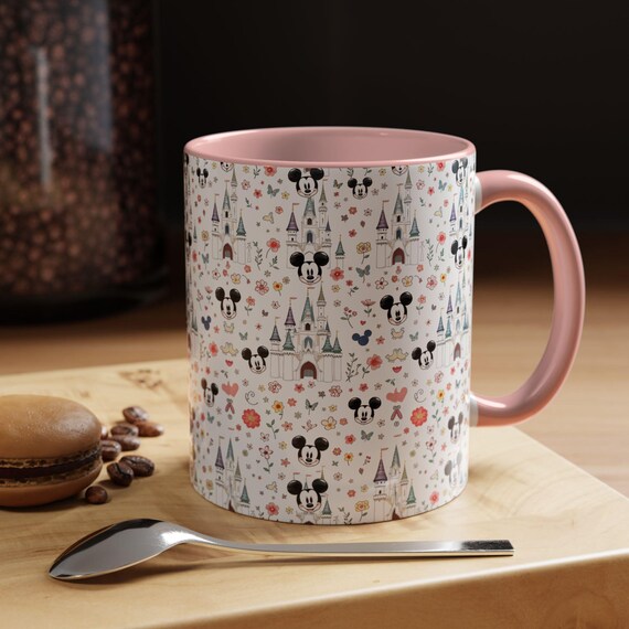 Disney Castle Pattern Coffee Mug | Pink Accent 11oz 15oz