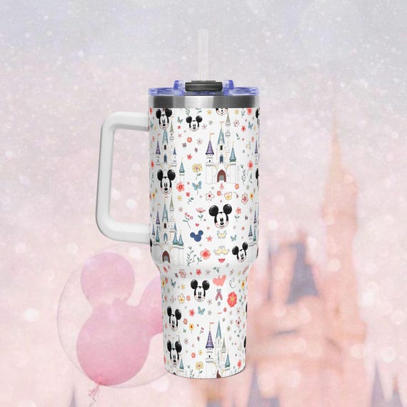 Mickey Castle Pattern Tumbler 40oz | Disney Park Icons, Colorful Castle Design