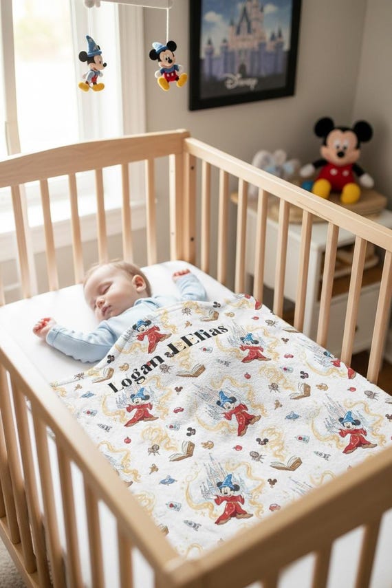 Personalized Sherpa Baby Blanket, Custom Name Disney Inspired Blanket, Soft Nursery Throw, New Baby Gift, Cozy Sherpa Blanket