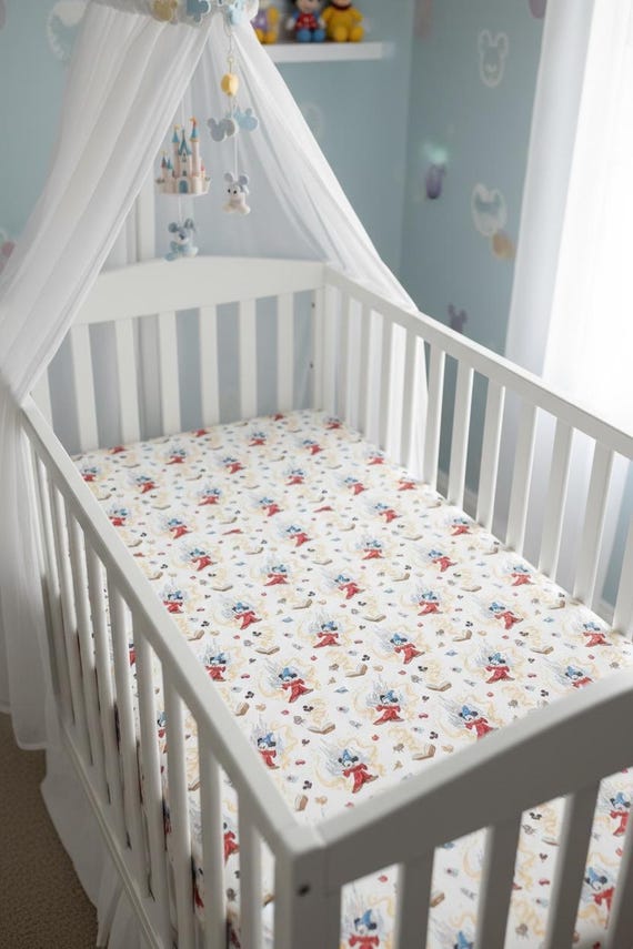 Mouse Magic Crib Sheet, Disney Inspired Baby Bedding, Fitted Nursery Sheet, Mini or Standard Crib Mattress Sheet