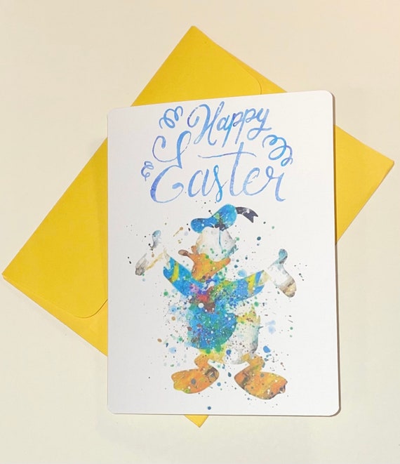 Happy Easter magically inspired handmade Easter card personalisation available Donald duck