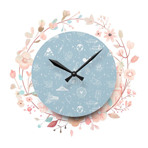Whimsical Wall Clock, Disney Park Inspired, Cute Acrylic Clock, Fun Rides Design, Kids Bedroom Decor, Unique Home Decor, Nursery Clock,