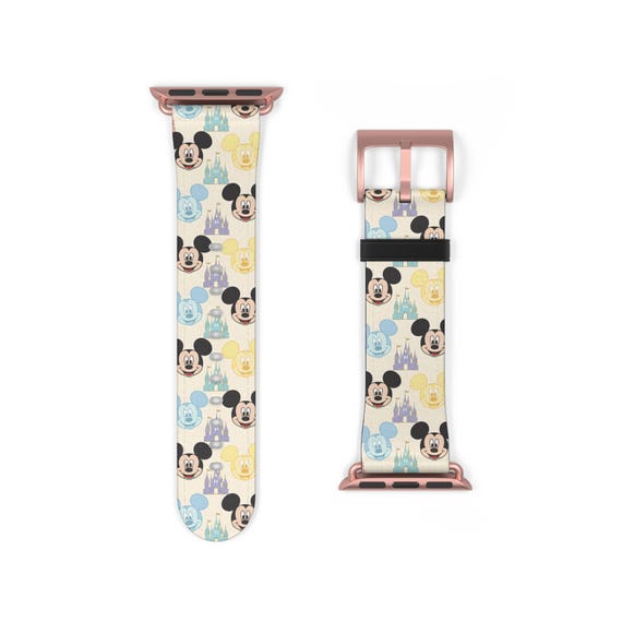 Mickey Mouse Pattern Watch Band | Disney Castle Icons Silicone