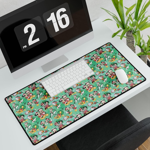 Disney Mickey Mouse Inspired Desk Mat - Festive Christmas Holiday Design, Cute Fun Mousepad for Office, Work or Home Decor, Gift for Disney