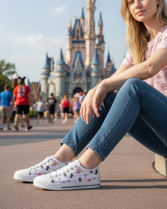 Star Wars Floral Pattern Women's Low Top Sneakers | Roses Striped Canvas