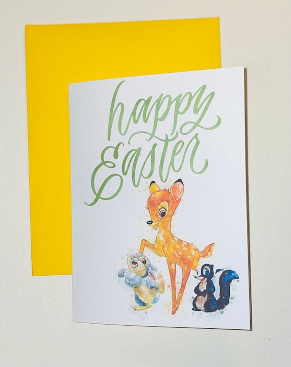 Happy Easter magically inspired handmade Easter card personalised bambi thumper flower
