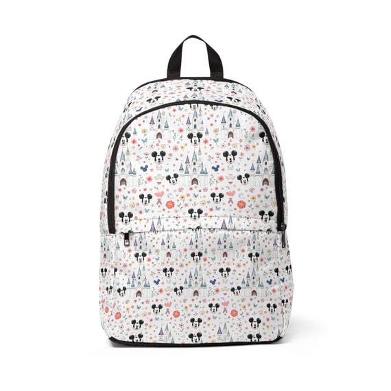 Disney Castle Mouse Pattern Backpack | Pastel Cartoon Icons, Cute