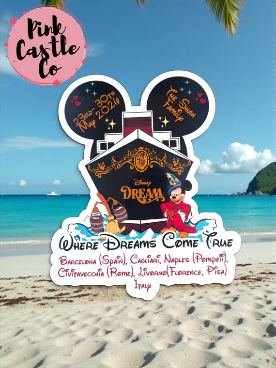 Personalised Disney Cruise Door Magnet, Family Name Cruise Magnet, Disney Dream Stateroom Decor, Custom Keepsake, Waterproof Cabin Door
