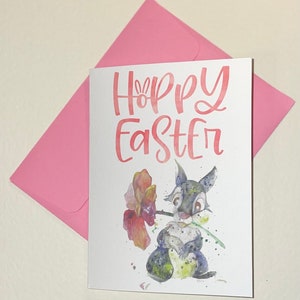 Carte de Pâques faite main d'inspiration magique de Hoppy Easter