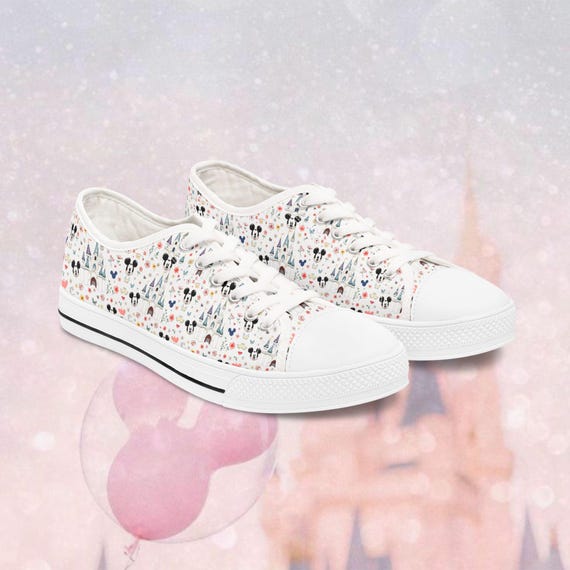 Mickey Castle Pattern Women's Low Top Sneakers | Disney Inspired Cute Mouse Print