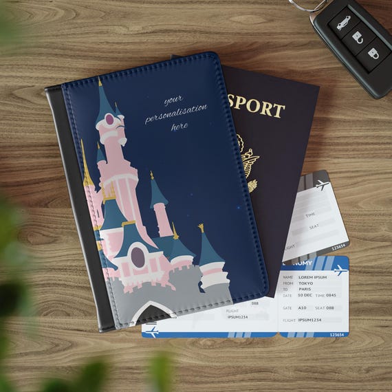 Passport Cover, Disneyland Paris Castle Inspired Holder, Cute Travel Wallet Case, Disney Lover Gift, Vacation Accessory