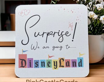 Surprise Reveal Card, Personalized Disney Trip Announcement | 15 x 11cm, 7 Park Options
