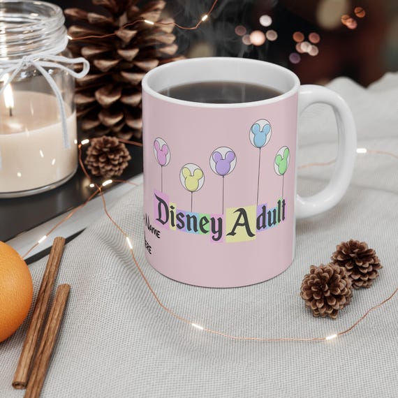 Disney Adult mug | Pink Mickey Balloon personalized name