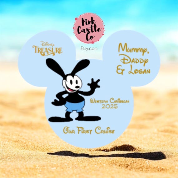 Magnetic door decoration Oswald The Lucky Rabbit 10x12cm stateroom Disney cruise line  ship personalised waterproof premium magnet