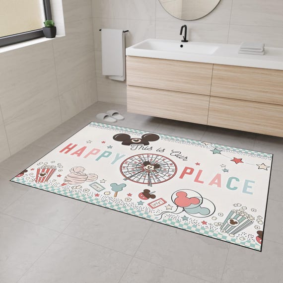 Disney-Inspired Floor Mat, This is Our Happy Place, Kitchen Rug, Entryway Mat, Gift for Disney Lovers, Kids