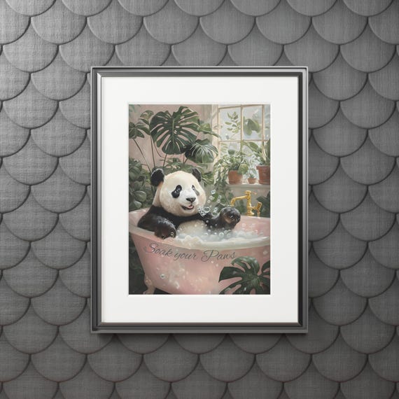 Panda Bath Art Prints | Cute Animal Decor for Bathroom, Cozy Home Walls, Gift for Nature Lovers, Soak Your Paws