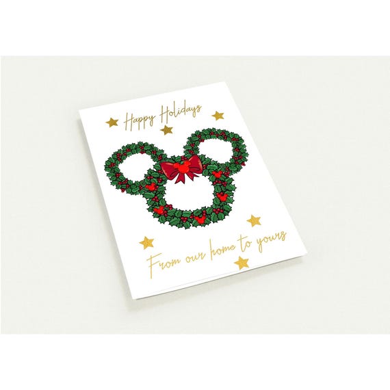 Cute Disney-Inspired Holiday Christmas Cards - Pack of 10 Personalized Greeting Cards