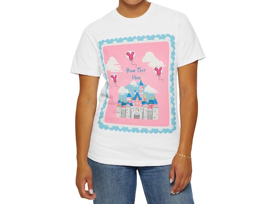 Pink Fairy Disney Castle Heart Balloons T-shirt | Pastel Princess Personalized