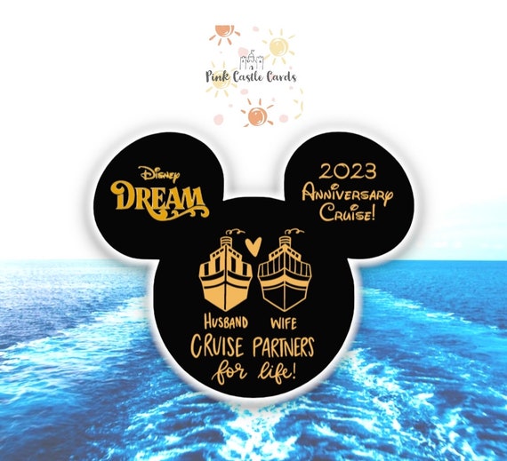 Magnetic door decoration Husband Wife Anniversary 10x12cm stateroom Disney cruise line Mickey Minnie ship personalised waterproof premium