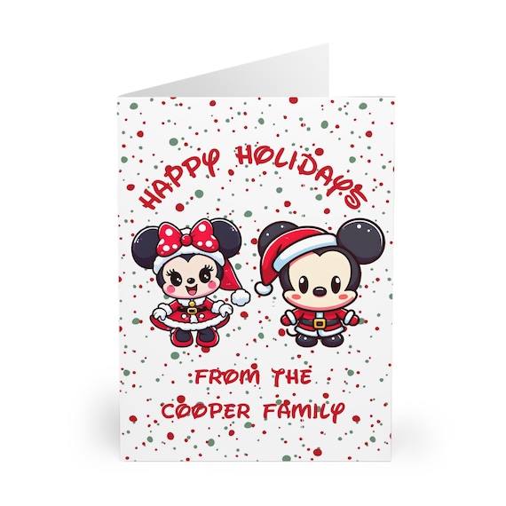 Mickey and Minnie Christmas Card Set: Personalized Holiday Greetings