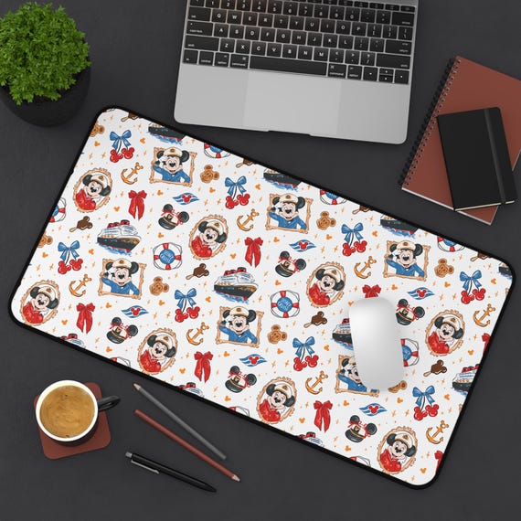 Nautical Disney Cruise Line inspired Pattern Desk Mat | Sailboat Life Preserver Anchor