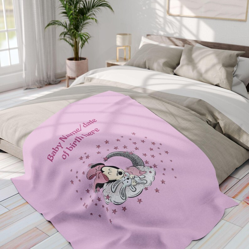Custom Minnie Mouse Fleece Blanket, Personalized Baby Shower Gift image 5