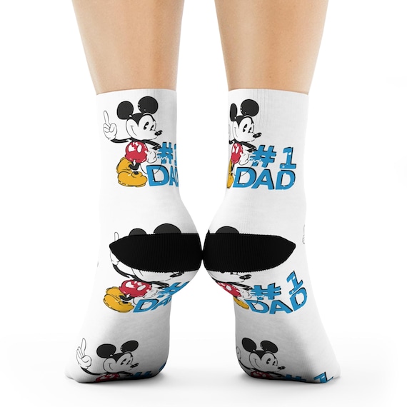 Crew Socks Mickey Mouse Number 1 Dad Funny Cute Gift Fathers Day Grandad Birthday Crew Socks Funny Dad Gift, Cute Grandad Present
