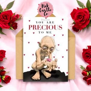 Carte d'amour de mariage Smegol Gollum Happy Valentines Anniversary d'inspiration fantastique petite mignonne