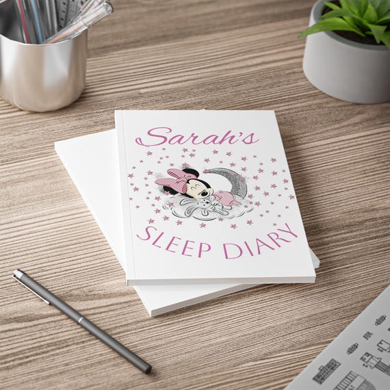 A5 Notebook, Personalized Sleep Diary for Girls, Minnie Mouse Design, Sweet Dreams Journal, Kids, Travel Diary, Gift for Kids