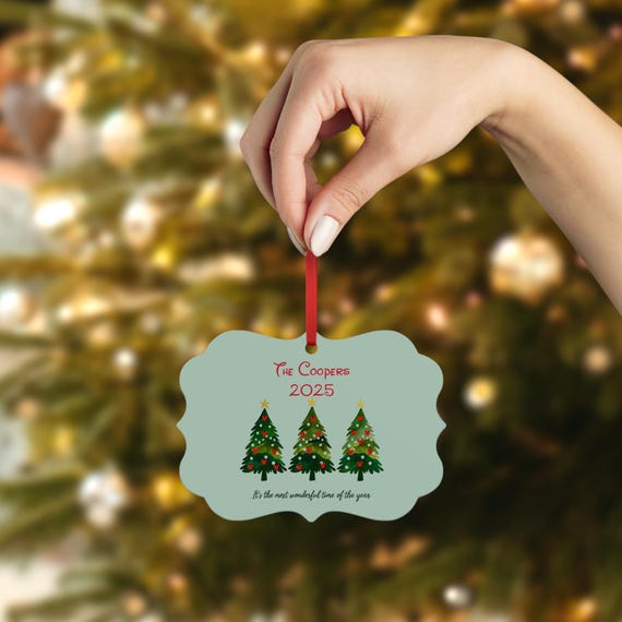 Personalized 2025 Christmas Trees Metal Plaque Ornament | Custom Family Name Disney inspired
