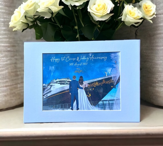Happily ever after fully personalised wedding engagement anniversary mounted print custom bride and groom castle dress magic kingdom cruise