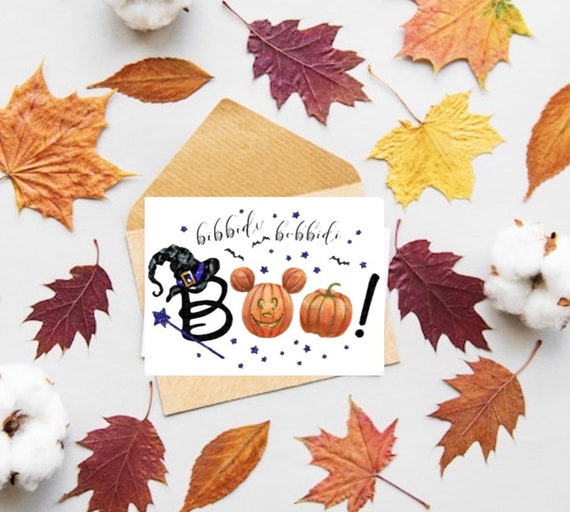 Halloween-Mickey pumpkin- Trick or treat-handmade card-personalised-magically inspired-Disney- Personalised