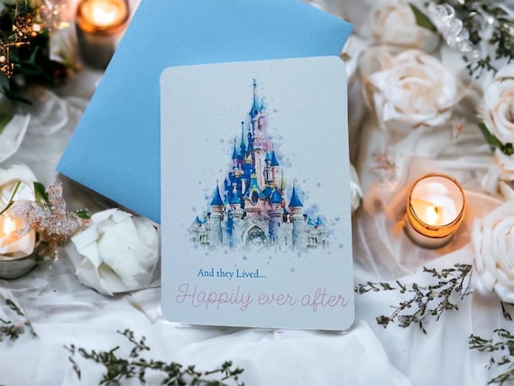 Magically inspired-engagement-wedding-anniversary card-Disneyland Paris castle-beautiful-handmade