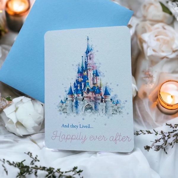 Magically inspired-engagement-wedding-anniversary card-Disneyland Paris castle-beautiful-handmade